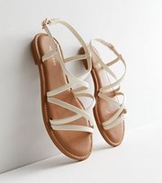 New Look Off White Leather-Look Strappy Sandals